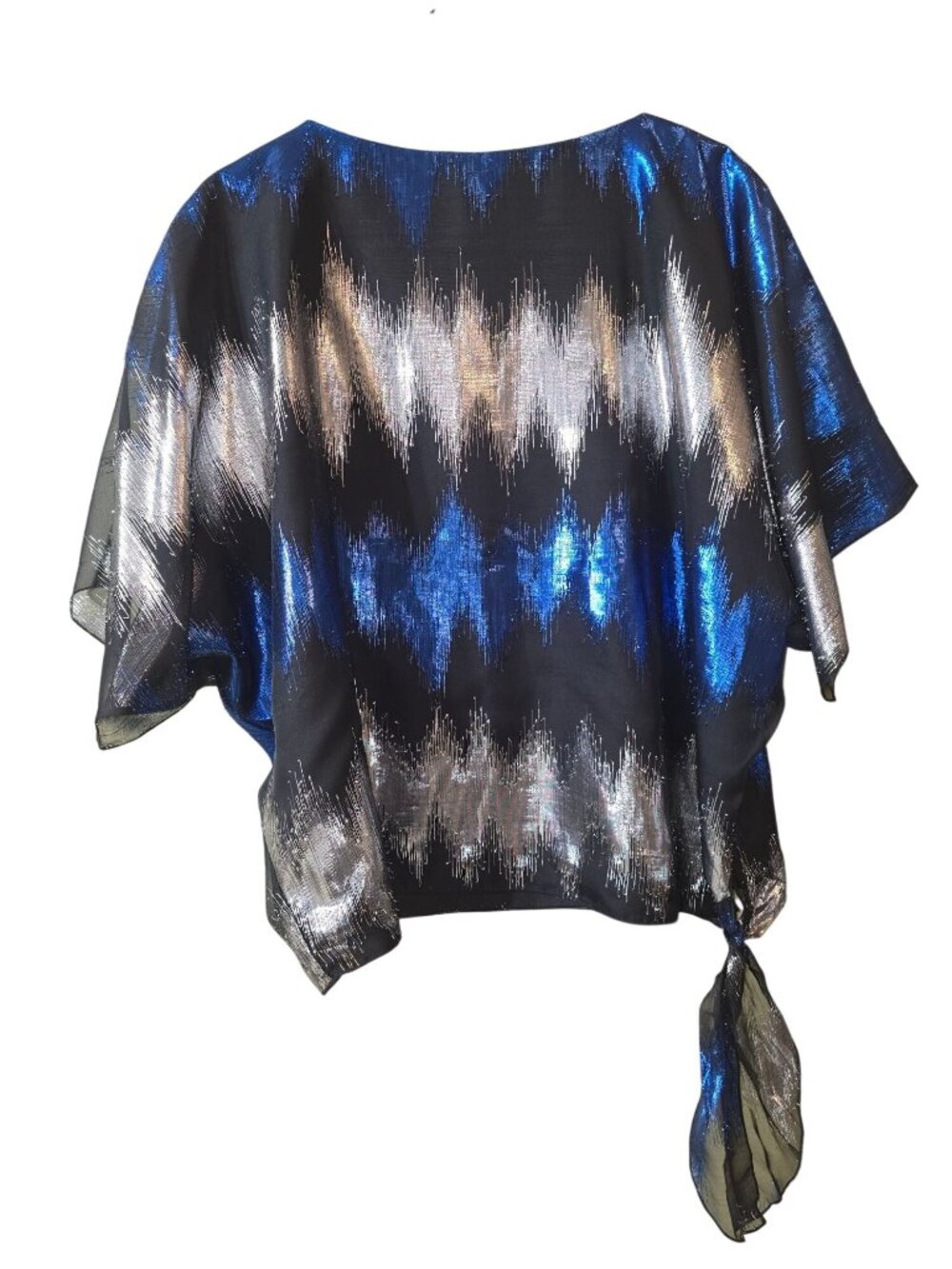 Vintage 1980's Siasia New York Studio 54 Oversized Hip Tie Metallic Thread Top - Picture 5 of 6